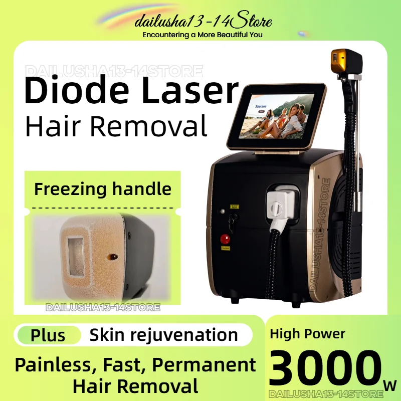 Professional 808nm Diode Hair Ice Titanium Body Hair Removal Machine 808nm Alexandrite Device 3 Waves Permanent CE Woman