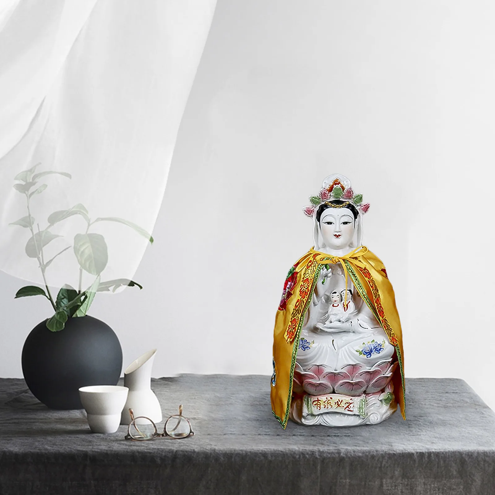 3 قطعة تمثال أفالوكيتسفارا عباءة الإبداعية قابلة لإعادة الاستخدام النسيج بوديساتفا شال لعرض سطح المكتب الديكور تمثال بوذا شال #1