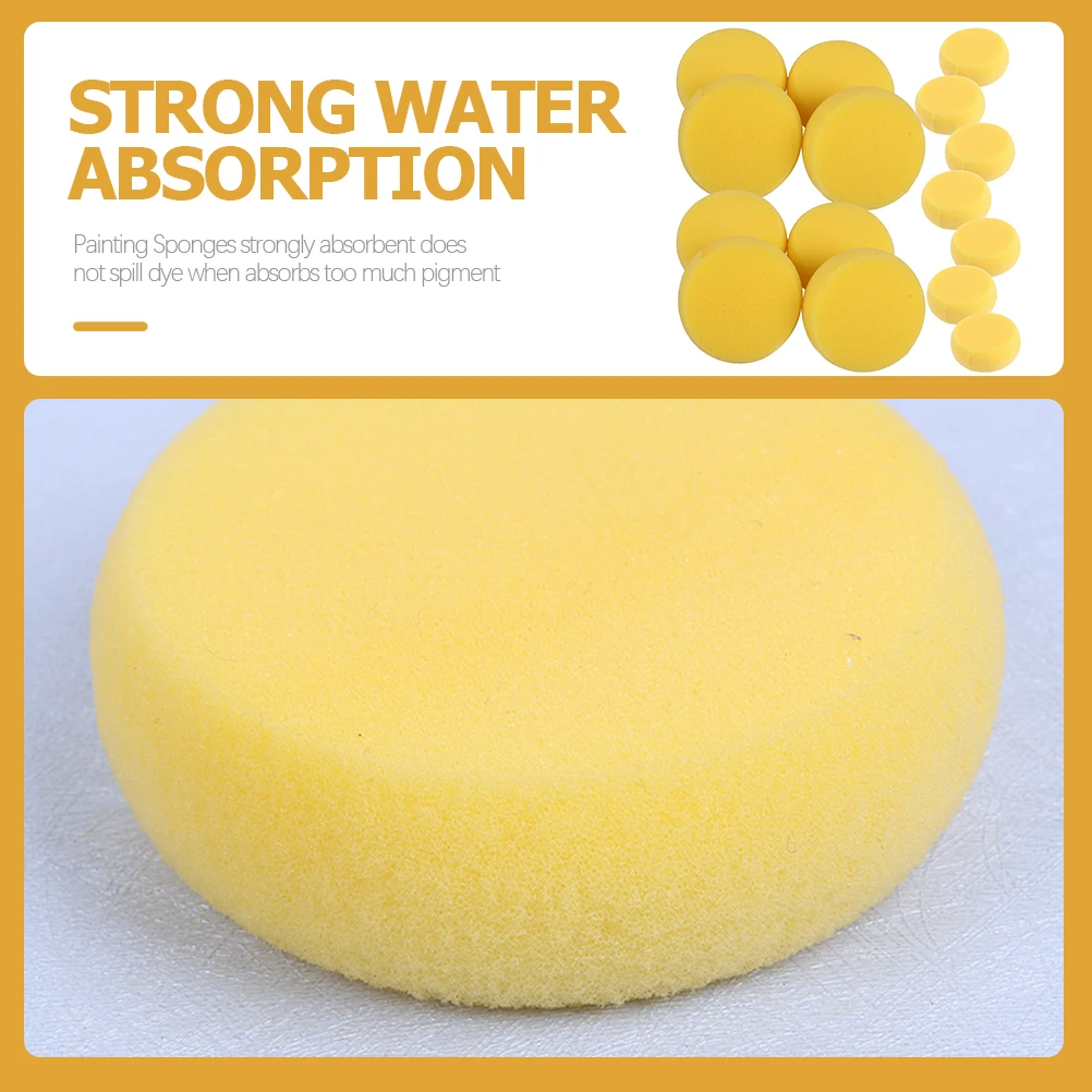 

15 Yellow Round Cake Art Sponges Pottery Kindergarten DIY Watercolor Kids Painting Tools Lightweight Absorbent Craft Supplies