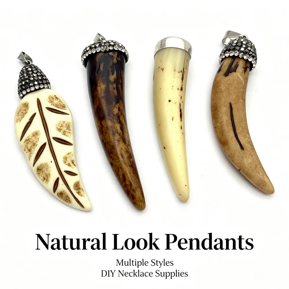 Natural Stone Resin Imitation Ox Horn Charms 15x66mm Chili Shape Pendant With Rhinestone Bail DIY Jewelry Making Accessories