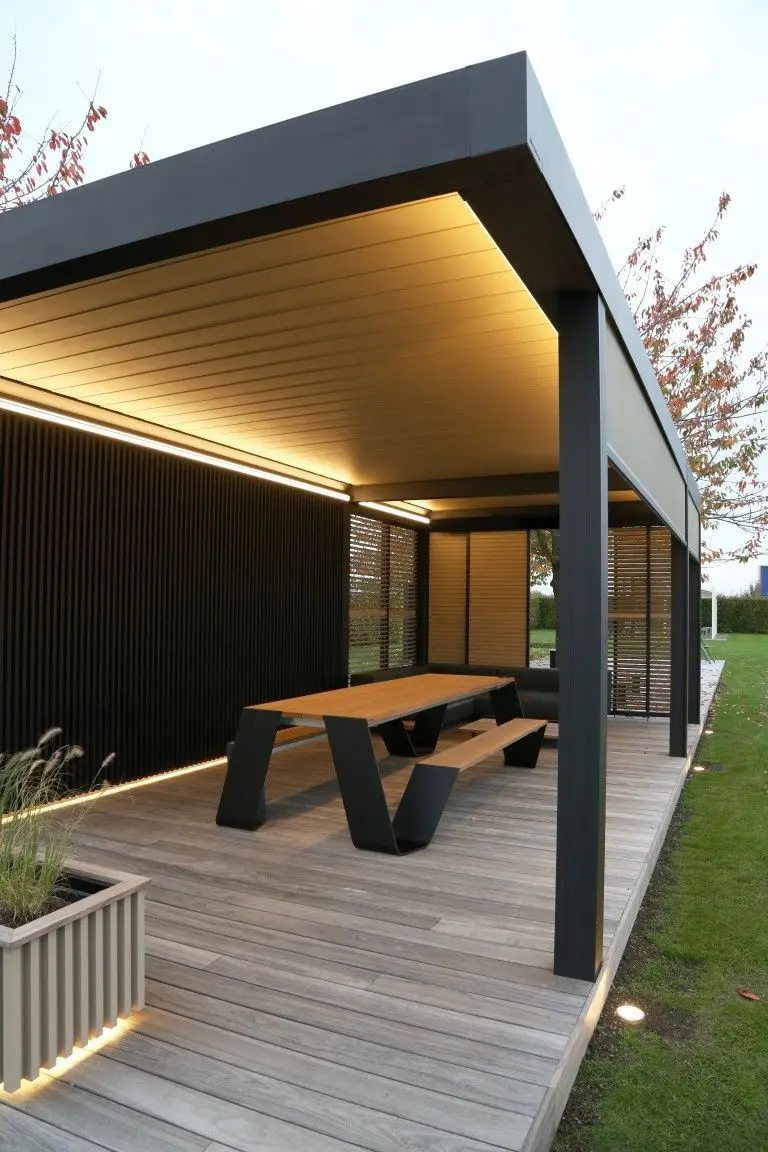 Modern Waterproof Pergola with Waterproof Fabric Blades Eco-Friendly Durable Aluminum Alloy Frame Powder Coating Garden Gazebos