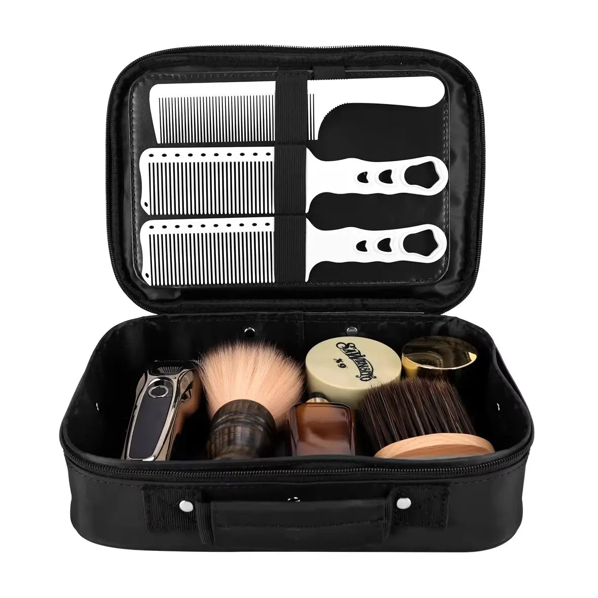

Professional Barber Kit Storage Bag, Waterproof Shockproof Case for Hair Scissors/Trimmers, High Capacity Organizer