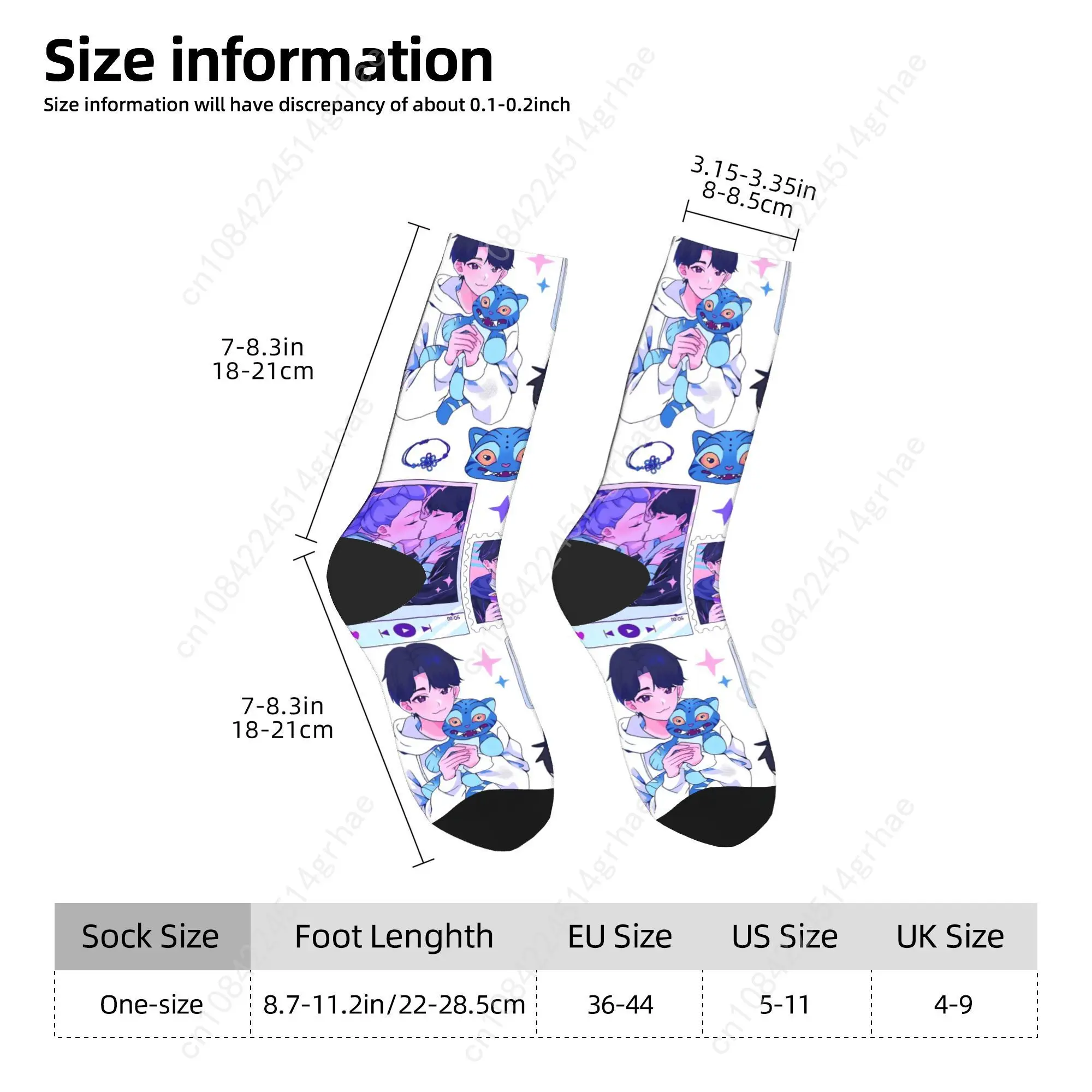 Rujinu Kpop شيطان الصيادين الجوارب عدم الانزلاق جوارب النساء الرجال الدافئة لينة الدراجات الجوارب الشتاء جوارب مطبوعة غير رسمية