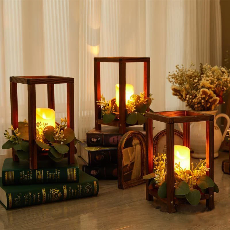 1PC Creative Wooden Lantern Candle Holder Wedding Lanterns Centerpiece Party Home Decor Candlesticks Family Table Decorations