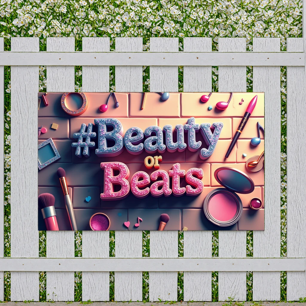 Beauty Party Banner Makeup Music Theme Event Background Backdrop Display Decor Photography Props Background Banner180x110