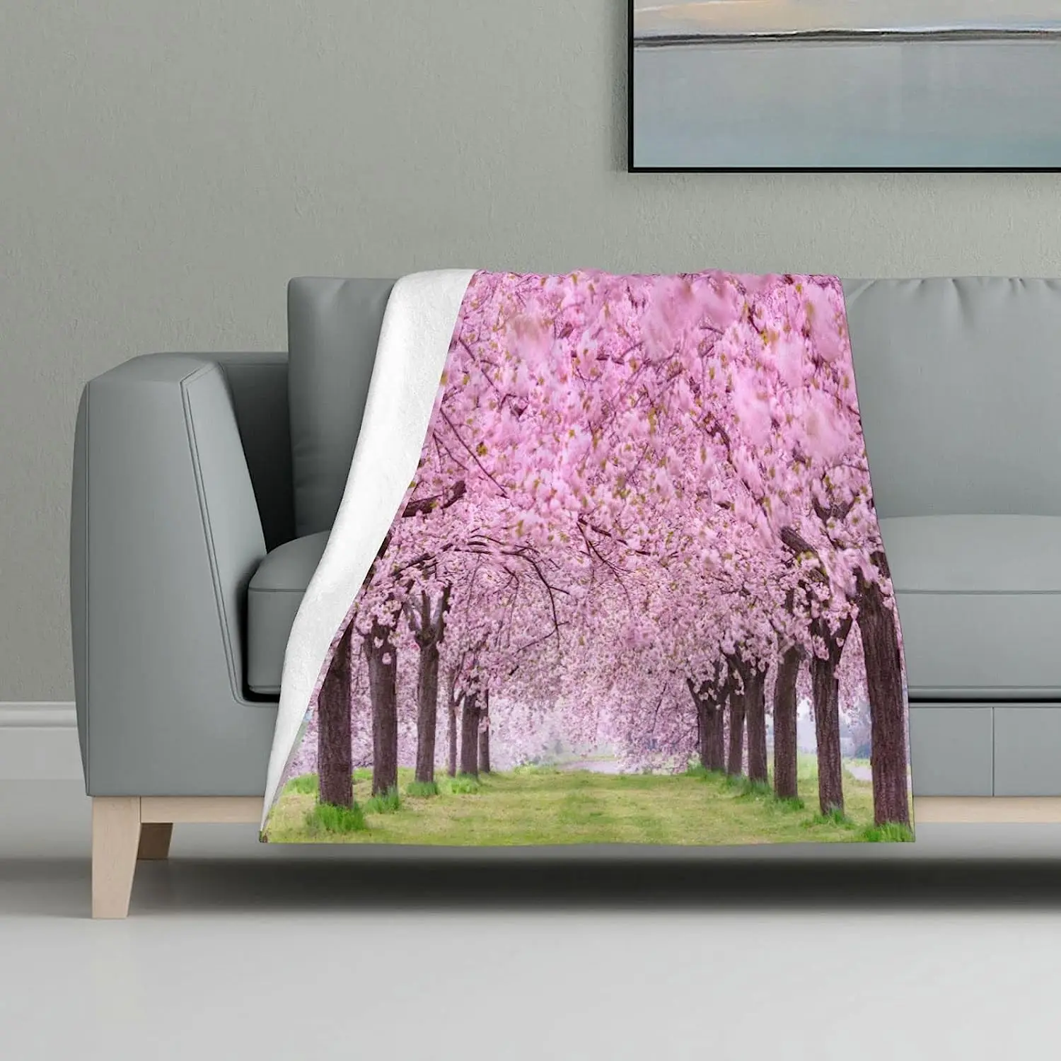 Cherry Blossom Nagano Prefectur Japan Throw Blanket Beautiful Cherry Pink Throw Blanket Bed Couch Sofa Travelling