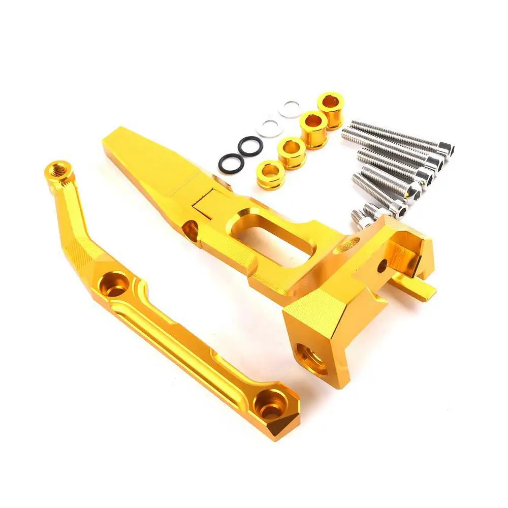 Motorcycle Aluminum Alloy Adjustable Steering Damper Kit Stabilizer Mounting Bracket for Yamaha MT-09 Tracer/FJ09 Gold