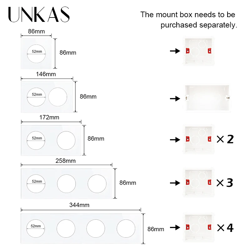 UNKAS A8 White Glass EU French Socket 1 2 3 Gang 1 Way TV RJ12 Telephone RJ45 Computer USB Universal DIY Free Combination Outlet