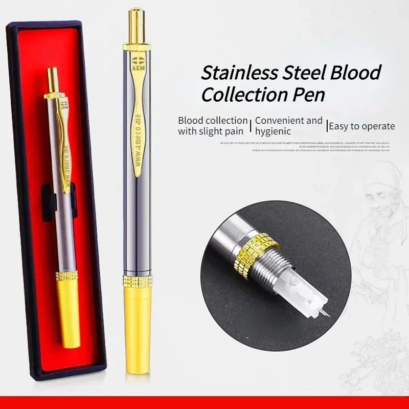 1pc Blood Letting Pen Massage Needle Holder Collection Pen Convenient For Blood Collection Stainless Steel Blood Collection Pen