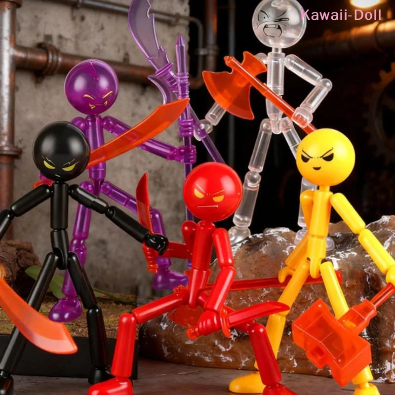 1 Set Multi-jointed Matchmaker Movable Assembled Robot Creative Stickman Desk Ornaments Decorative Festival Gift