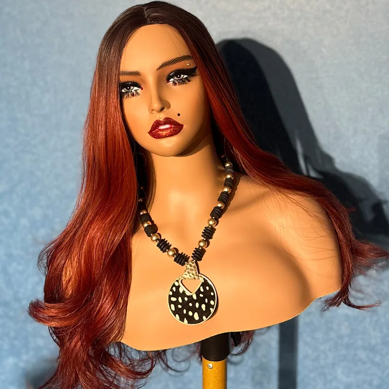 

European and American Half Body Double Shoulder Mannequin Head PVC Skin Tone Doll Head for Jewelry Props Wig Stand