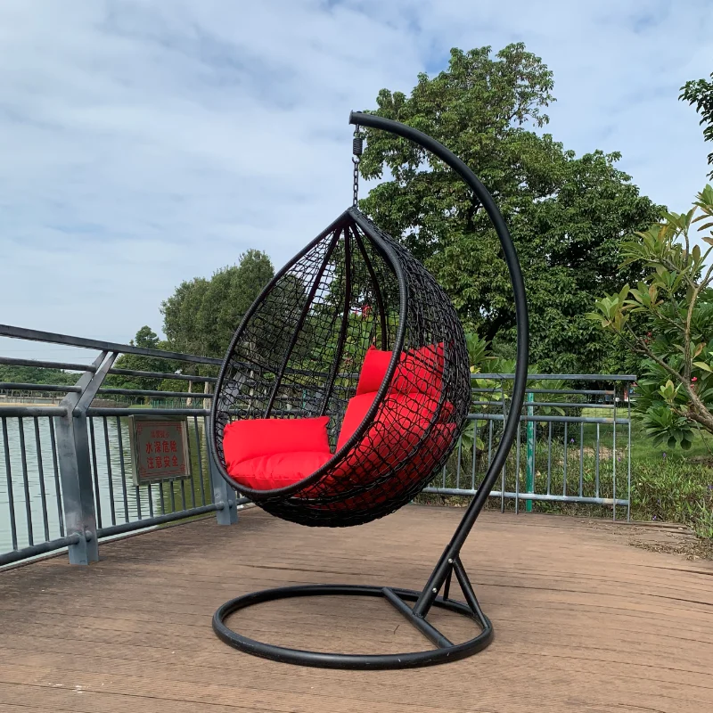 

Contemporary black exterior egg chair plastic rattan home swing garden sets egg chair swing patio swings