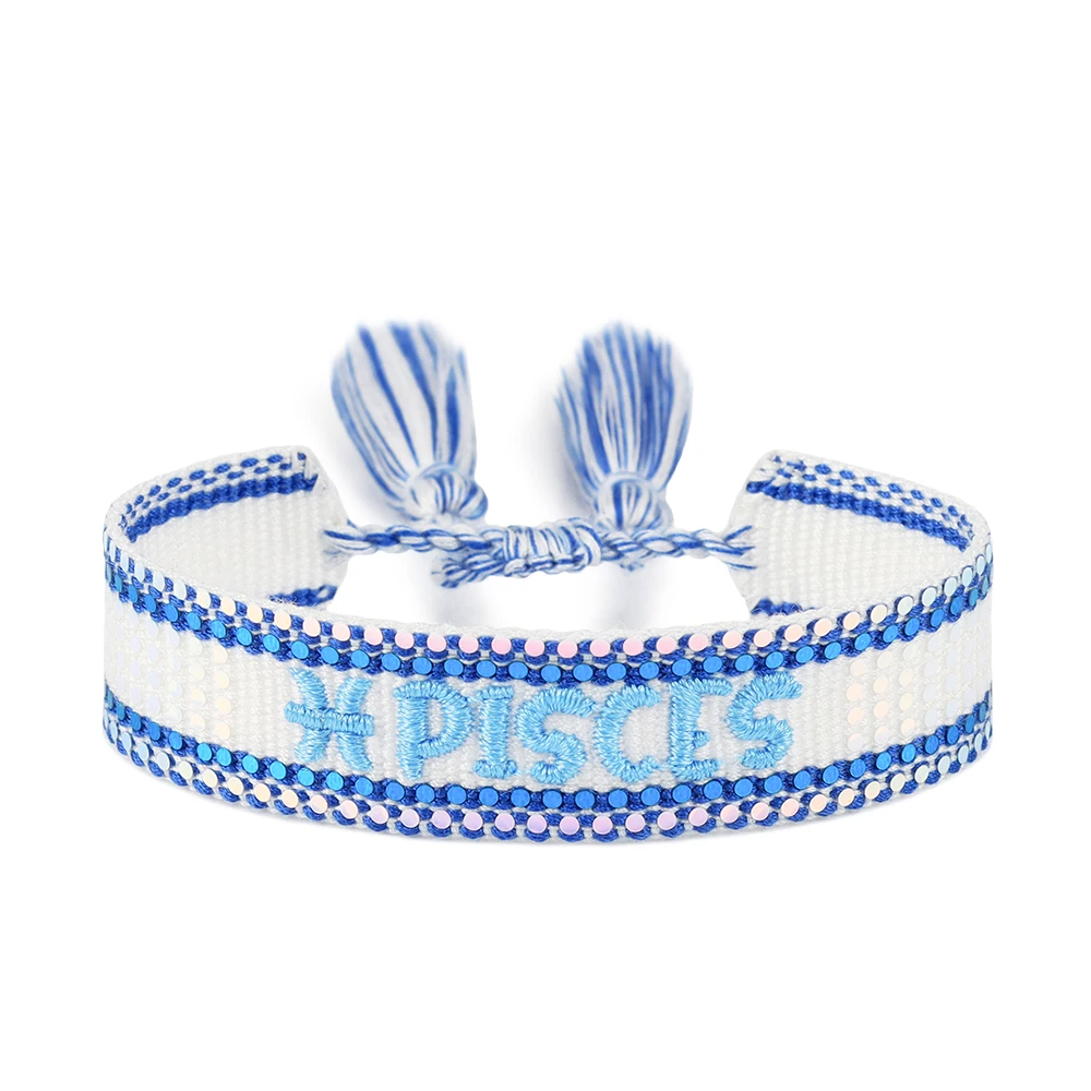 12 Constellation Bracelets with Charms Wrap Woven Bracelet Birthday Gift