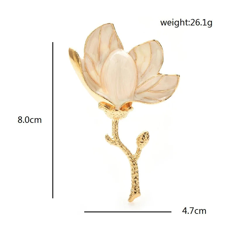 Wuli&baby Charming Magnolia Flower Brooches For Women Unisex 3-color Enamel Beautiful Flower Party Office Brooch Pins Gifts