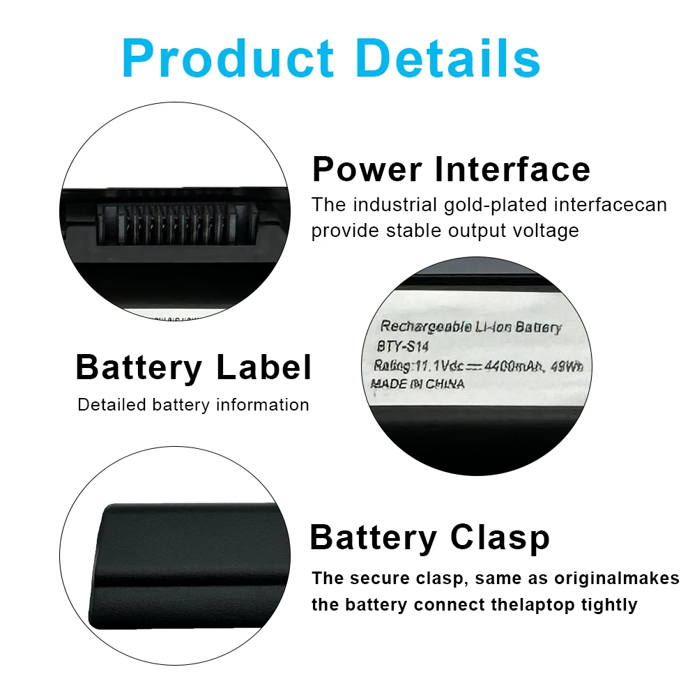 BTY-S14 MS-16G7 MS-16GA BTY-S15 Laptop Battery For MSI CR41 A6500 CR61 CR650 CR70 CX41 CX61 FX700-012FR GE60 GE60H GE620 GE620DX
