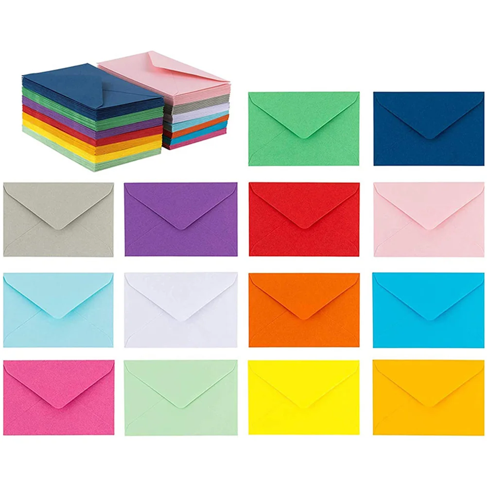 50 Pcs Colored Small Envelopes Letter Container Simple Stationery Calligraphy Paper Holder Card Note Cover Cardboard Photo