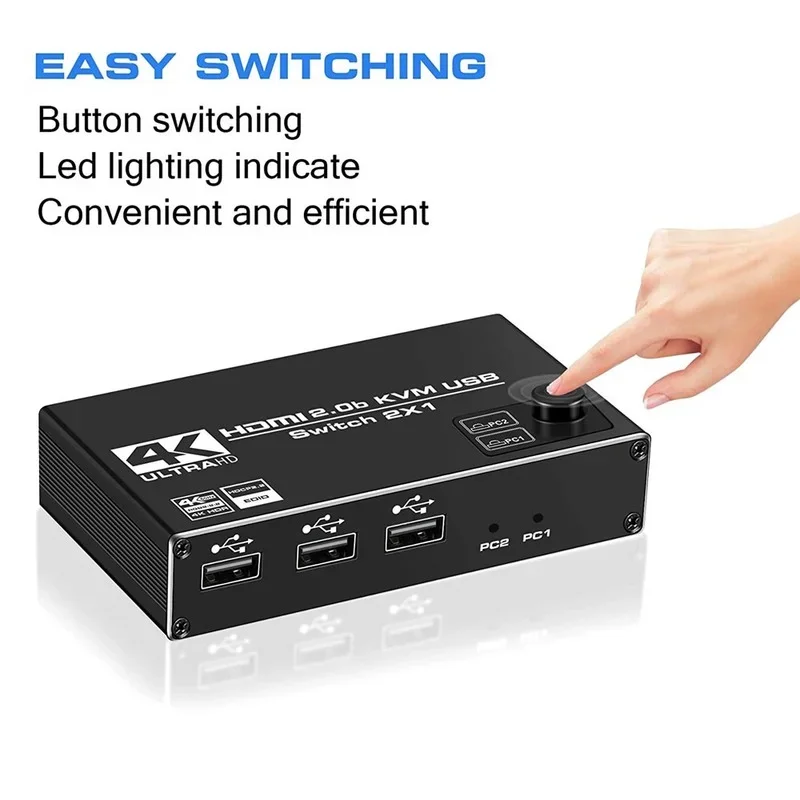 KVM Switch Dual Monitor HDMI compatibile 2 In 1 Out KVM Switcher 4K 60Hz Ultra HD Switch condividi stampante tastiera Mouse