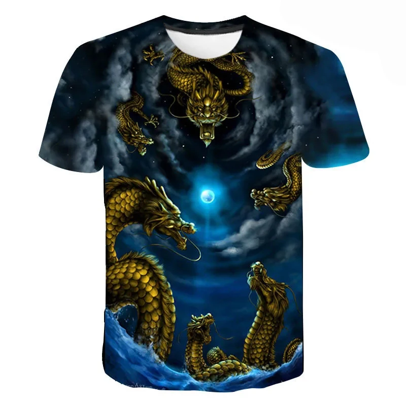 3D Dragon Print T-Shirt Summer Children Girls Boys Casual Sport O Collar Short Sleeve Tops T Shirt Kids Hip Hop Harajuku Tshirt