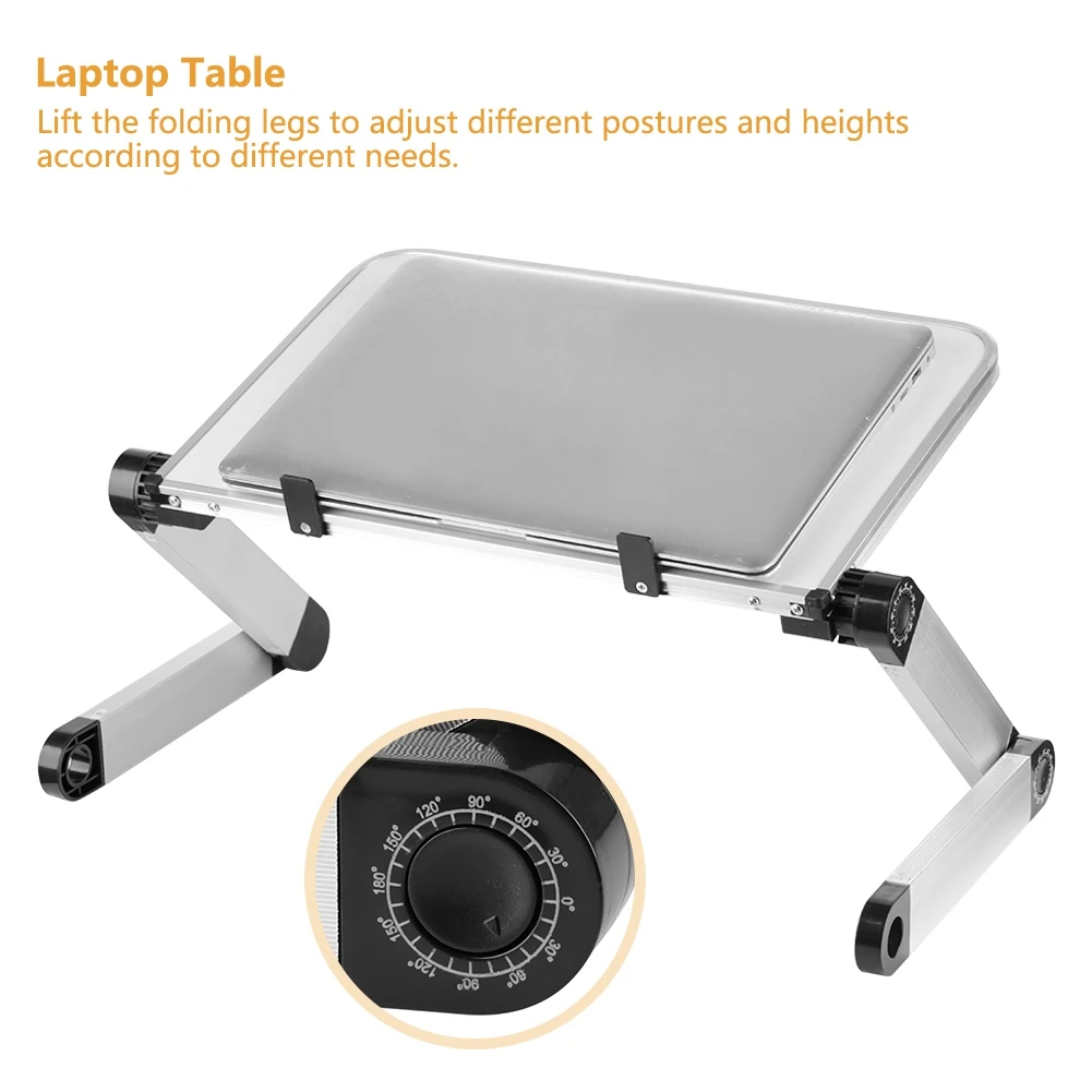 Aluminum Alloy Adjustable Folding Laptop Tray Desk Tablet Table Stand Lifting Plate (White)