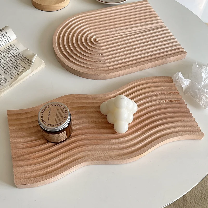 

Геометрический деревянный поднос в японском стиле Ваби-Саби для хранения, декоративный реквизит для фотосессий, аксессуары для декора гостиной