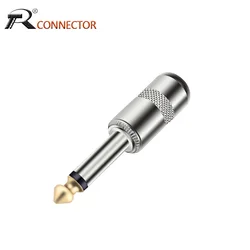 1pc 6.35mm Mono/Stereo 1/4 inch Plug Jack Male Connector Gold Plated Guitar Effects Pedal Microphone Connector