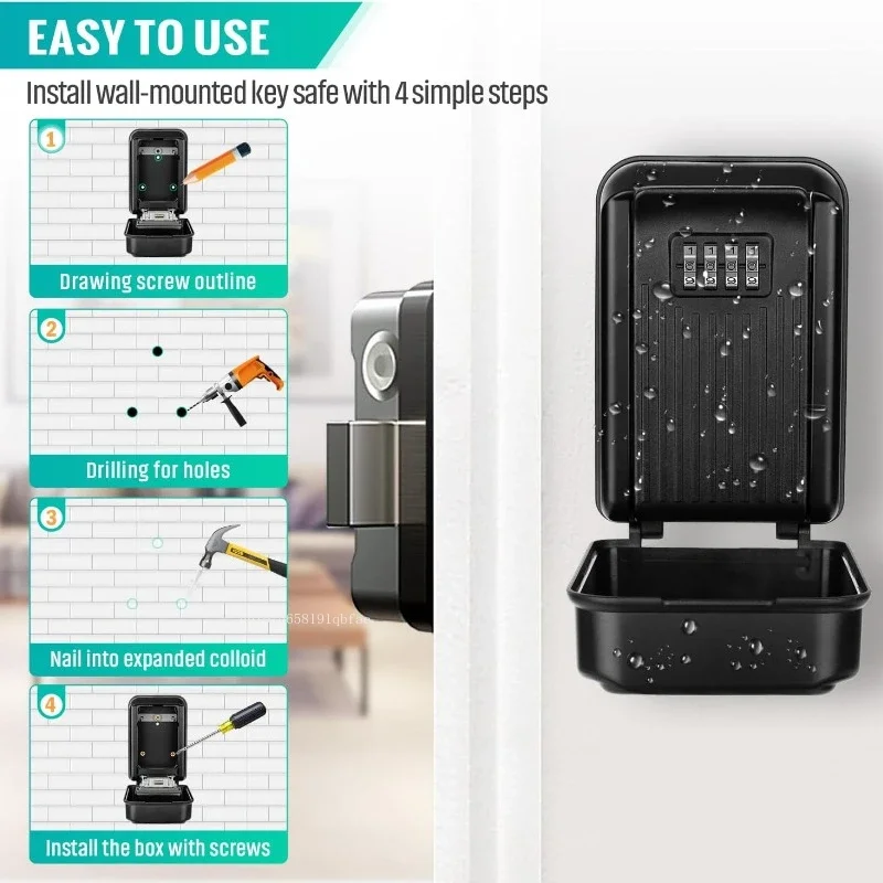 4 Digit Resettable Combination Password Security Key Box Zinc Alloy Key Storage Box Key Cabinet for Home Garage School