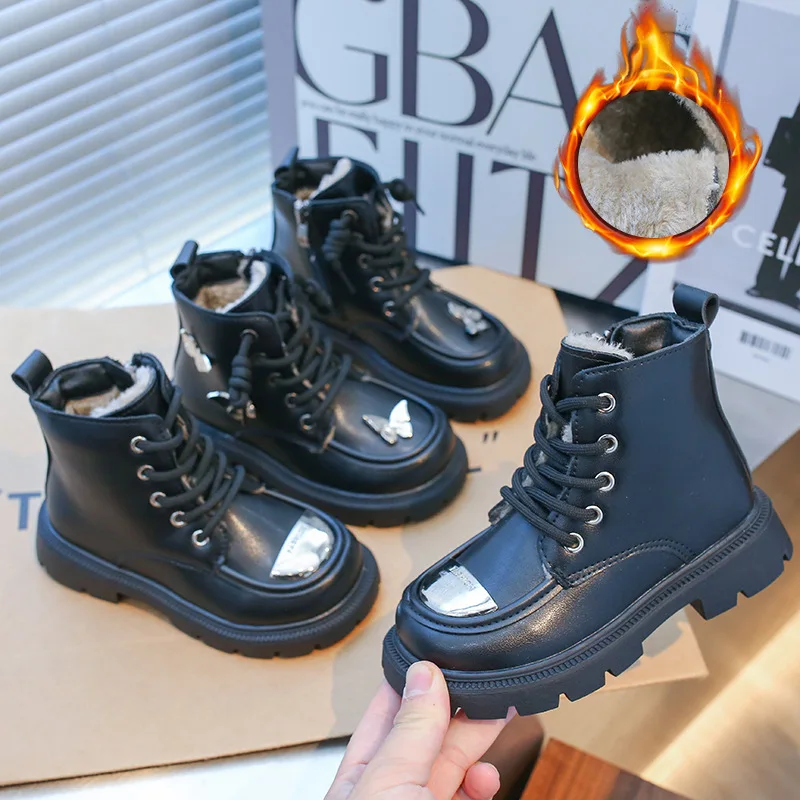 

2025 Winter New Kids Boots Anti Slip Metal Toe Boys' Snow Boots Comfort Soft Bottom Girls' Ankle Boots Zapatos De Mujer