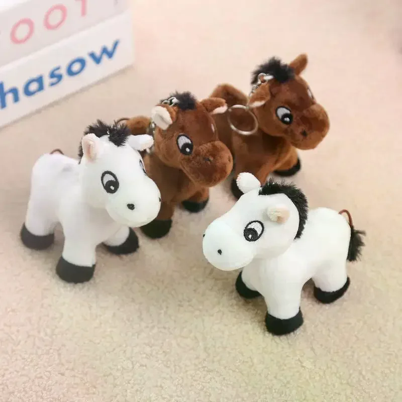 1개 만화 포니 펜던트 봉제 동물 인형 말 플러시 장난감 열쇠고리 배낭 장식품 걸이 장식