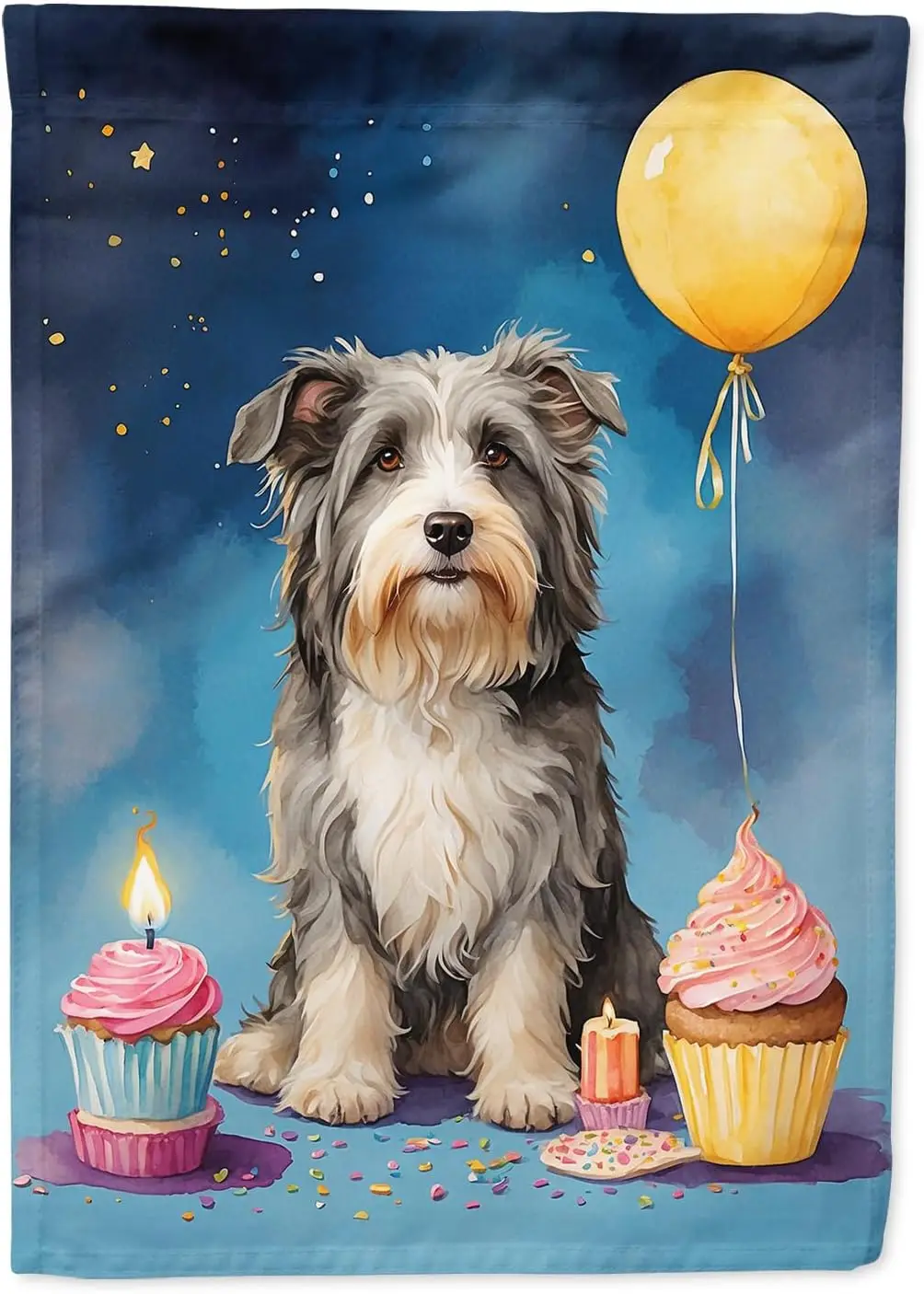 Caroline's Treasures Bearded Collie Happy Birthday Garden Flag Mailbox Flag Decorative Yard Flag Banner Outside Patio Artwor ZZU