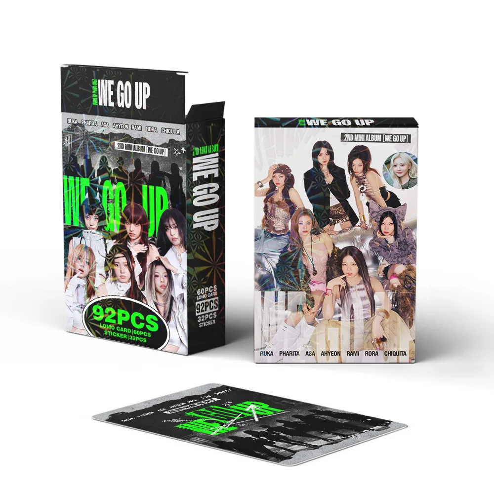 ألبوم KPOP BABYMONSTER WE GO UP 92 قطعة/المجموعة/مجموعة ملصقات بطاقات الصور عالية الجودة بطباعة مزدوجة الجوانب بطاقة لومو هدية ASA RUKA CHIQUITA