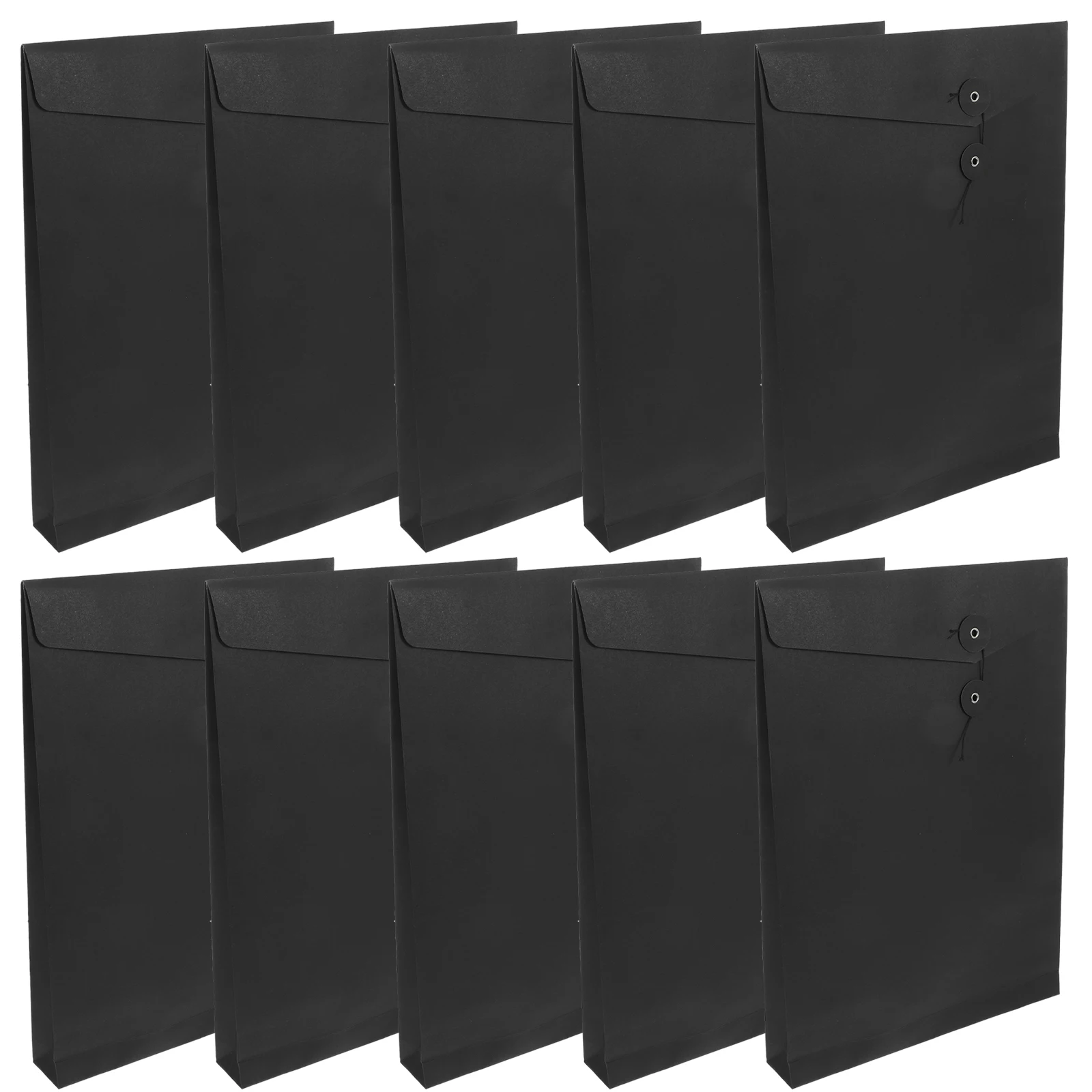 

10 Pcs Paper Bag File Envelope Document Folders A4 Black File Organizer Envelopes Office School Storage