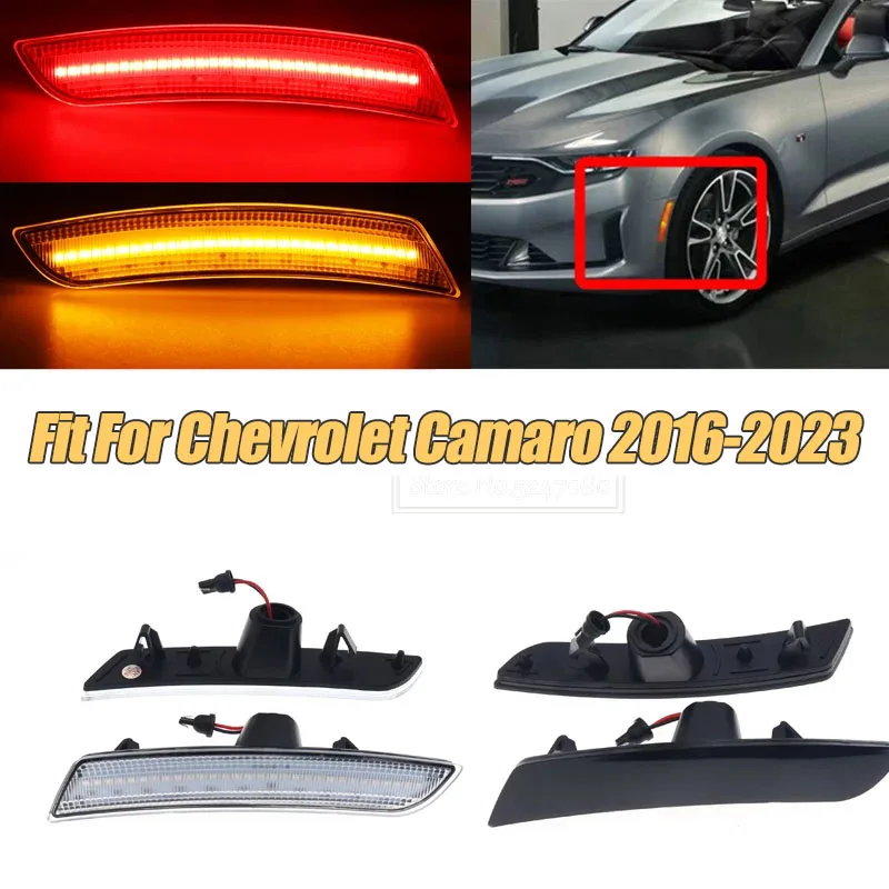 2/4Pcs Front Amber & Rear Red Led Side Marker Lights Turn Signal Indicator Lamps For Chevrolet Chevy Camaro 2016 2017-2023