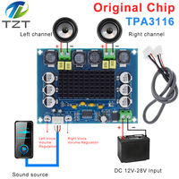 DIYTZT DC 12V 24V 120W*2 TPA3116 D2 Dual channel digital Power Audio Amplifier Board Good