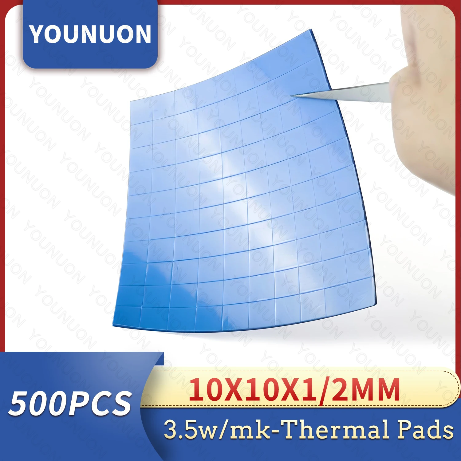 YOUNUON 500 pcs 10mm*10mm*1mm 10mm*10mm*2mm Thermal Pad GPU CPU Heatsink Cooling Conductive Silicone Pad