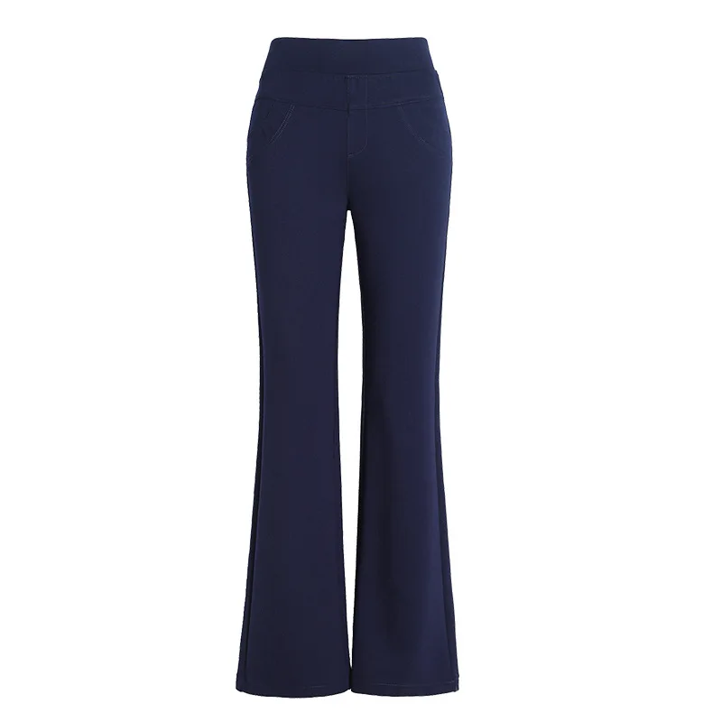 Imagem -05 - Novas Mulheres Outono Primavera Apertado Flare Calças Vermelho de Cintura Alta Azul Elástico Calças Moda Casual Stretch Pants 6xl