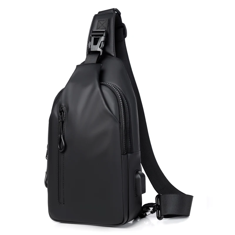 Multifunctional chest bag, men's cross bag with USB charging port and adjustable shoulder strap, suitable for daily commuting S1de6ad609ac74c83a8c0bf51fdea8c2de