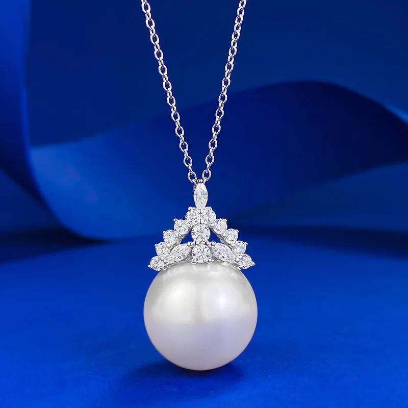 

S925 Silver 16m Pearl Necklace Pendant for Women's Light Luxury Daily Fashion Wholesale