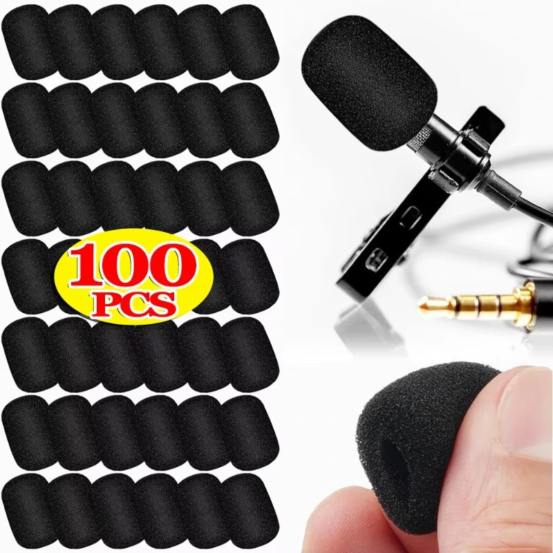 10-100 Peças Universal Preto Mini Capa de Espuma para Microfone, Protetor de Vento para Headset, Esponja de Substituição, Pequena Capa de Proteção para Lapela