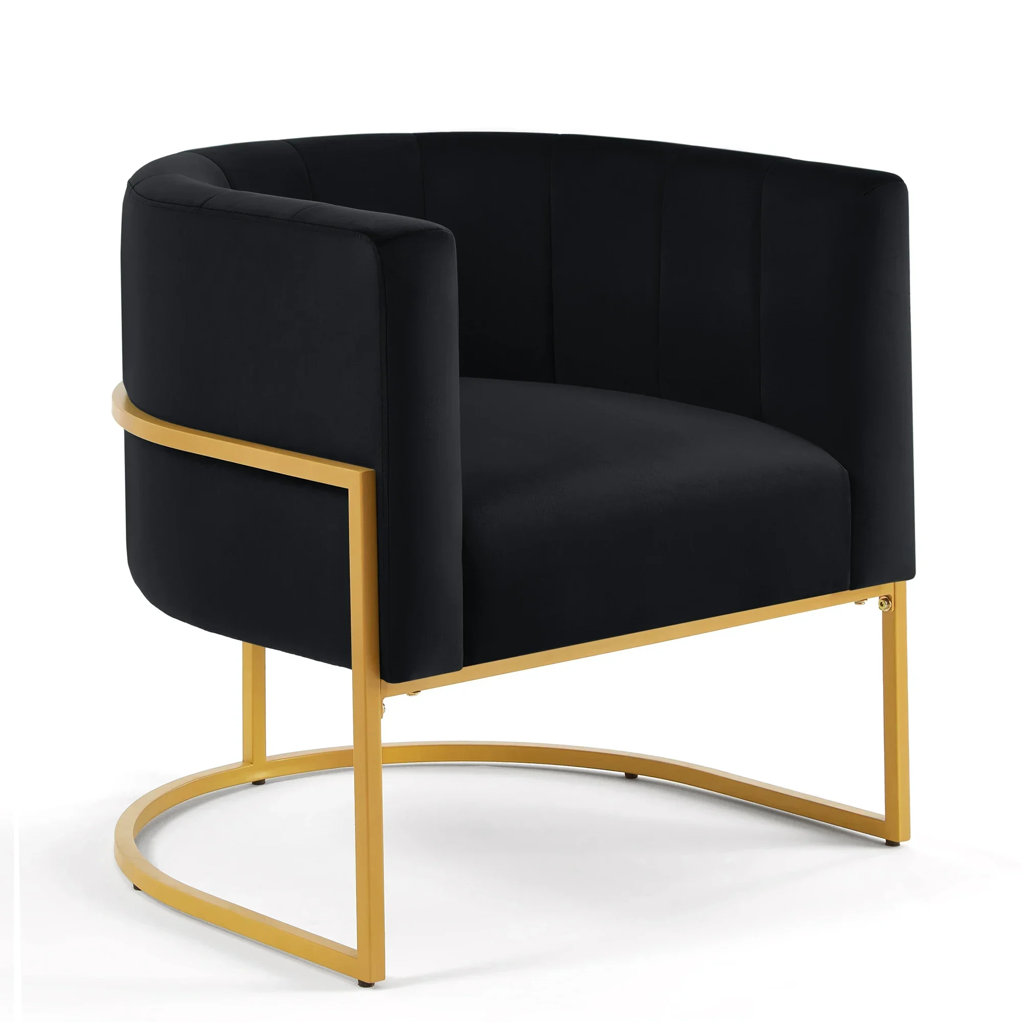 

Accent Chair with Golden Metal Stand,Mid-Century Living Room Leisure Chair with Curve Backrest -Navy