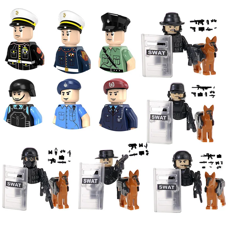 Urban Police Series Building Blocks Assembled Toys For Army Soldiers And Marines Commandos Military Weapons Kid Toys Gifts