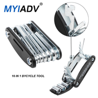 MYiAdv Bicycle Repair Tool Kits 16 in 1 Bike Multitool with Bike Tire Levers Hex Spoke Wrench Folding Metric Repair Tool Set