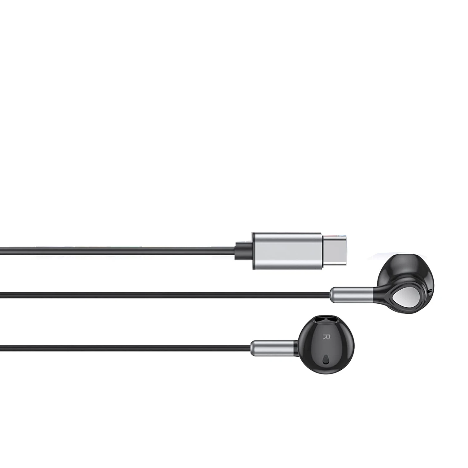 

# Наушники 844L USB C, внутриканальные, с микрофоном и регулятором громкости (серебристо-черные)