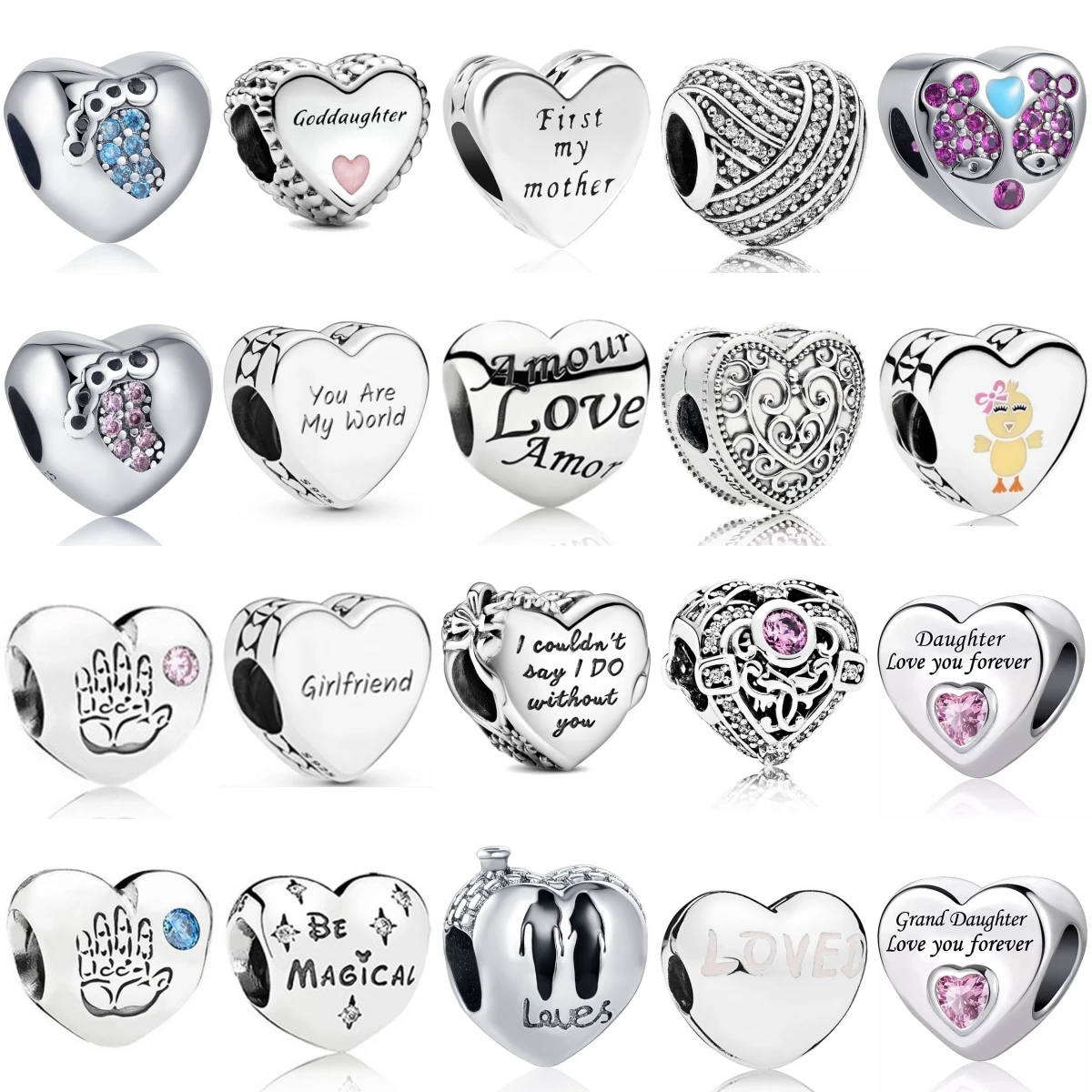 

Classic 925 Sterling Silver Cute Pink Footprints Daughter Palm Charm Bead Fit Original Bracelet DIY Jewelry Accessories Gift