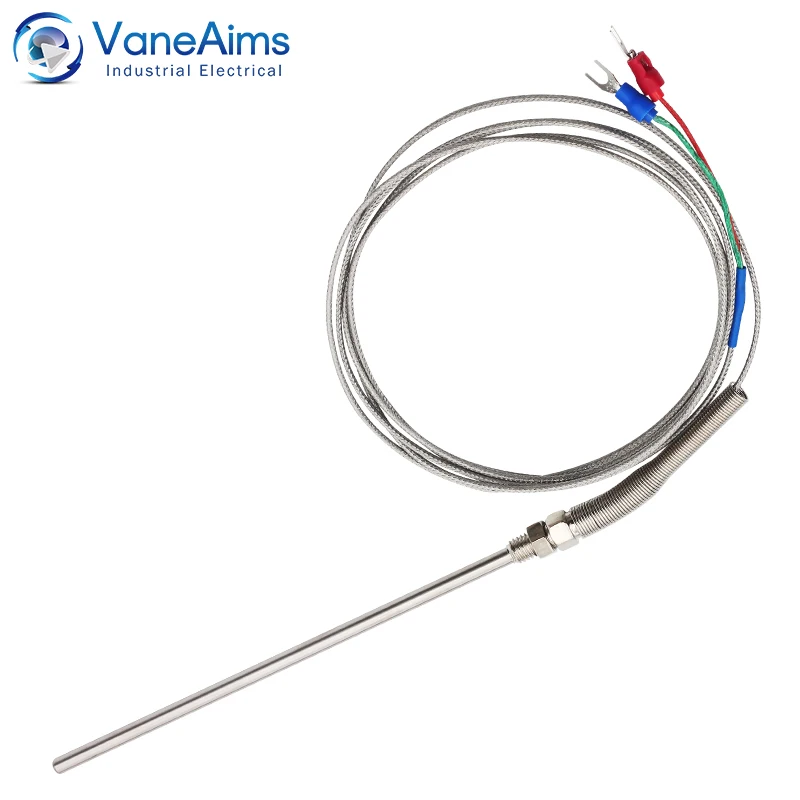 VaneAims Thermocouple M8 0.5m 1m 2m 3m Type K J PT100 50mm 100mm 150mm 200mm Compression Spring Probe Temperature Sensor 0-400℃