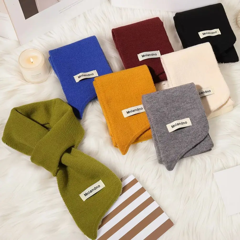 Women's Knitted Mini Scarf, Solid Color Warm Neck Scarf, Soft Wrap Scarf, Autumn/Winter Decorative Warm Fashion Neck Scarf