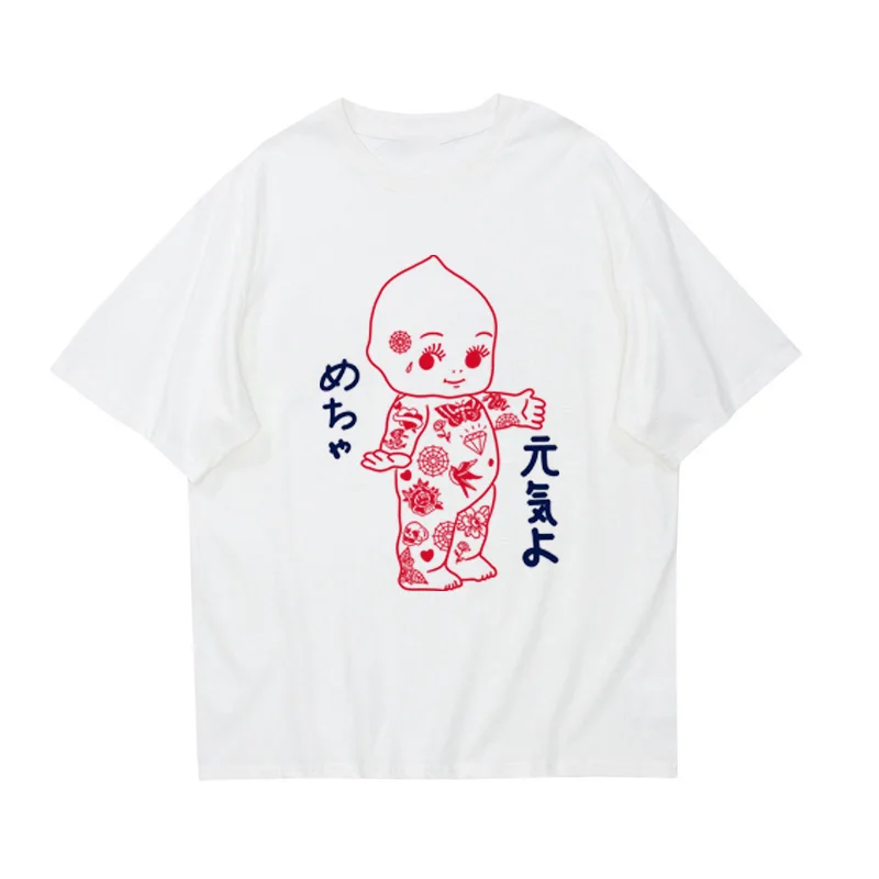 Y2k T-Shirts Harajuku Cute Angel Print Graphic Aesthetic Tops Vintage Kawaii Punk Short Sleeve Hip Hop Tees Streetwear EMO Girls