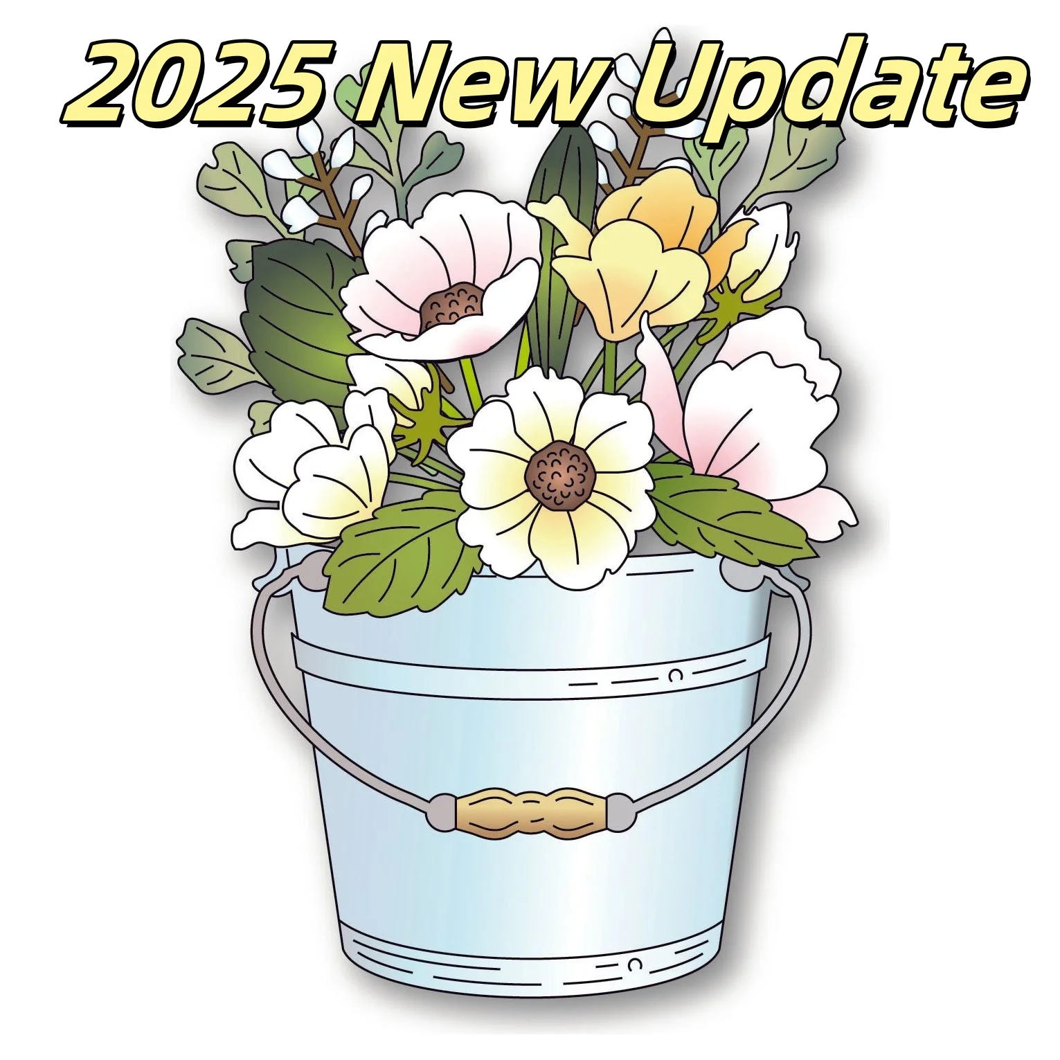 

Garden Pail Bouquet Metal Cutting Dies for DIY Making Card Scrapbook Embossed Paper Album Craft Supplies Template Decoration