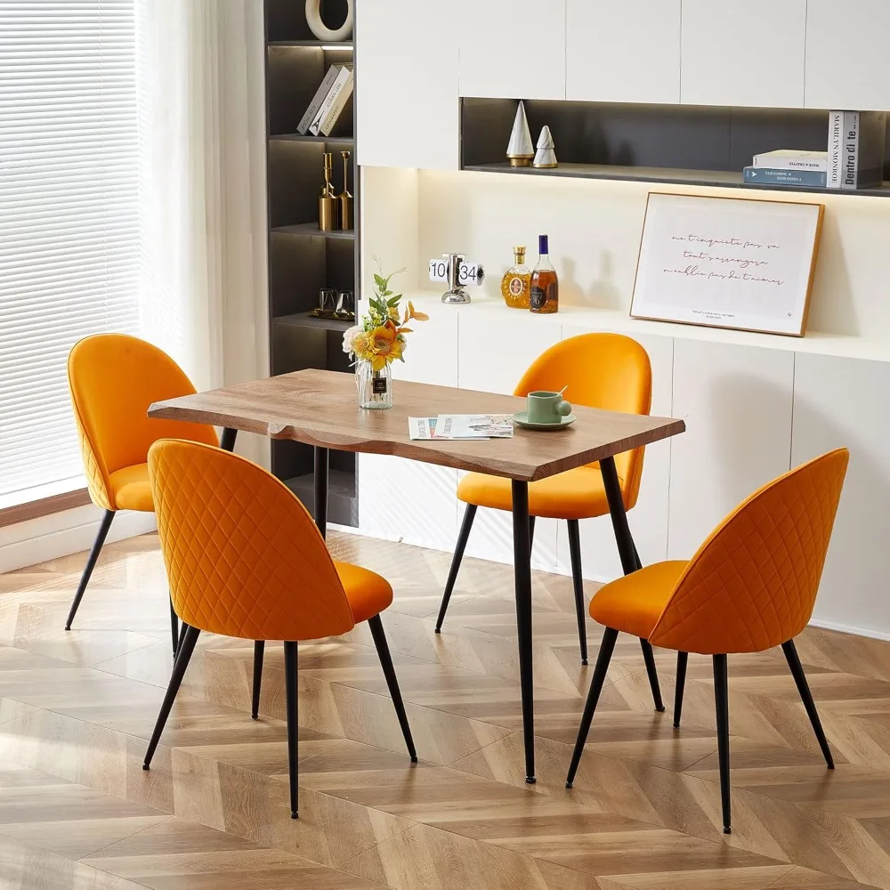

Modern Dining Table Set for 4,Durable Home Table with Chair,Stylish Rectangular Dining Table Upholstered Dining Chair Velvet