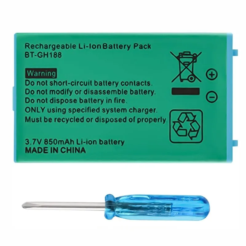 

3.7V 850mAh Lithium Battery for Nintendo GBASP GameBoy Advance GBA SP Replacement Rechargeable Batteries with Screwdriver