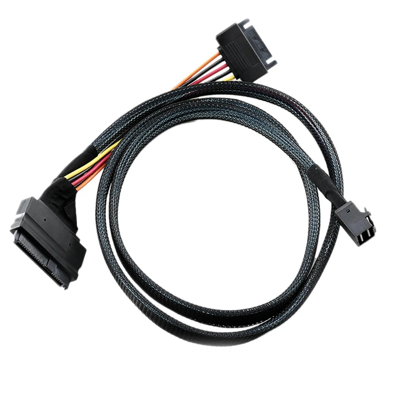 Data Cable Mini SAS SFF-8643 To SFF8639 Nylon Braided Belt SATA 15P Power Supply Cable For Switch Large Server